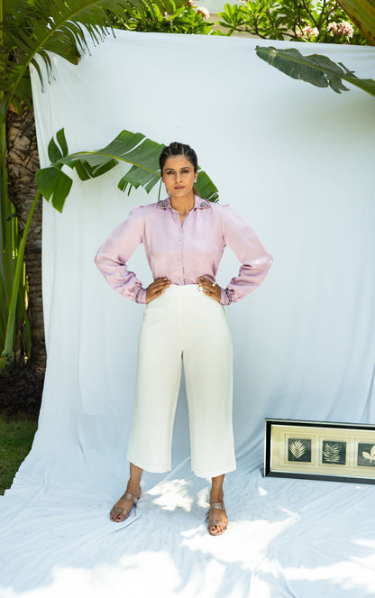 LILAC PEARL DETAILED SHIRT