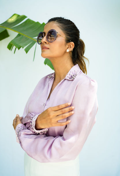 LILAC PEARL DETAILED SHIRT