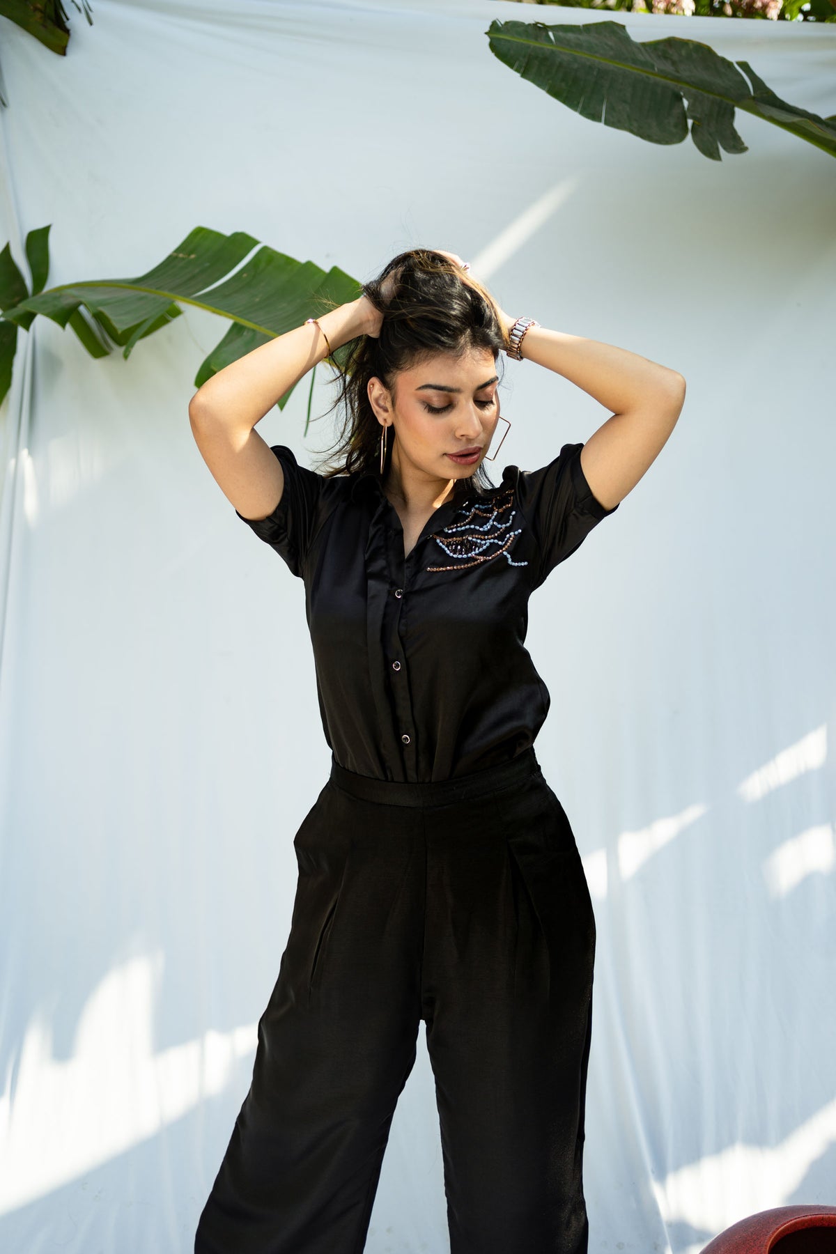 SATIN WAVY LINES CO-ORD SET