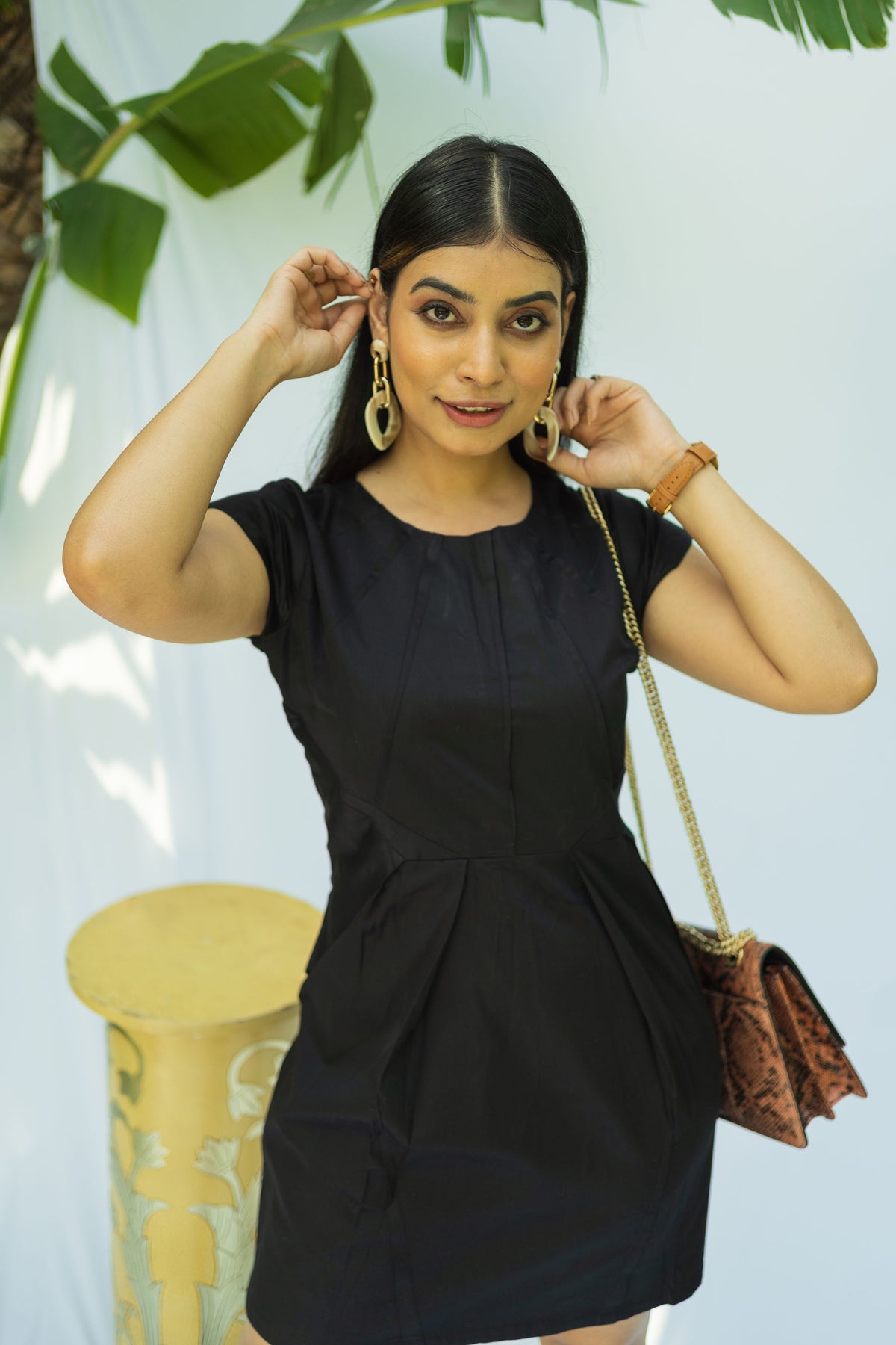 BLACK PLEATED DRESS
