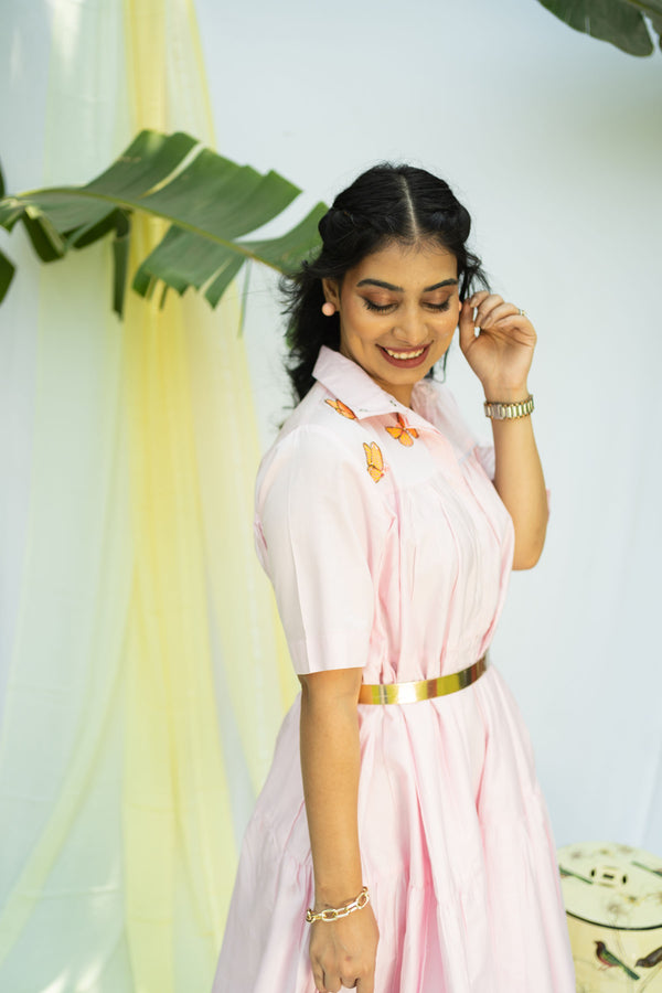 PEACH DRESS WITH BUTTERFLY