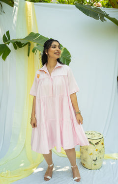 PEACH DRESS WITH BUTTERFLY