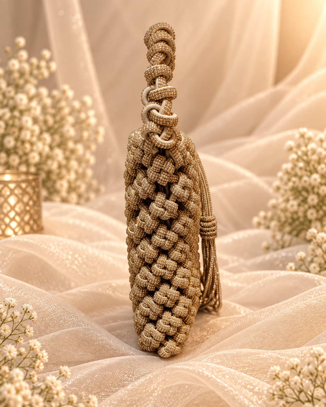 Golden Beaded Bridal Bag (Big)