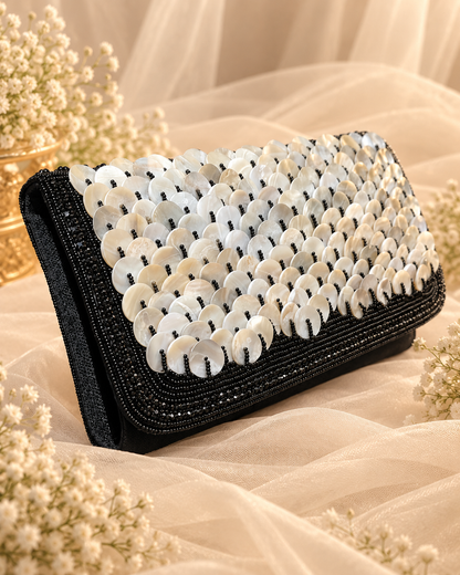 Pearl Black Beaded Clutch (Big)