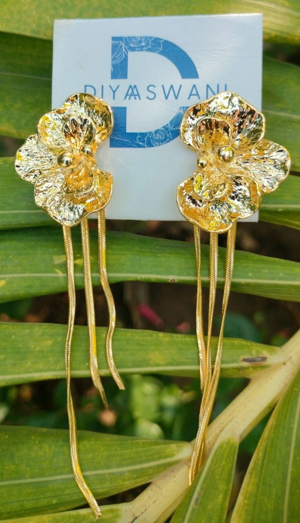 Golden Floral Drop Earrings