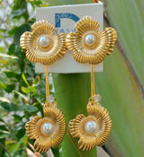 Golden Floral Drops Earrings