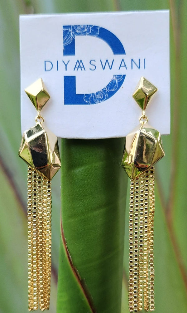 Golden Geometric Drop Earrings