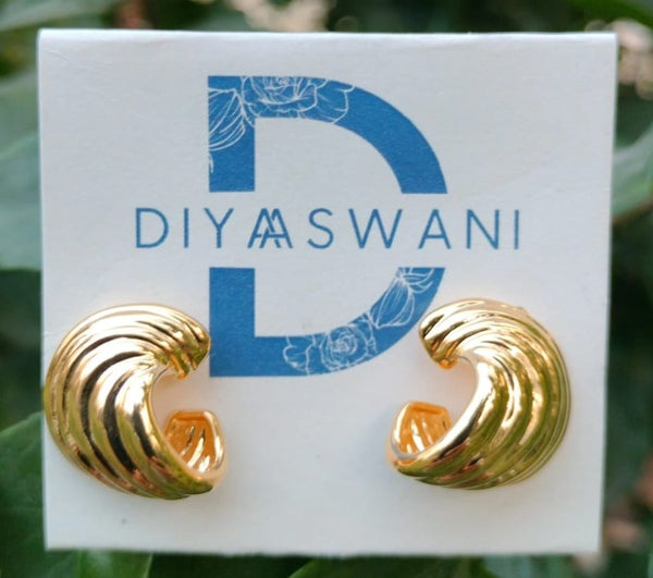 Golden Wave Huggie Earrings