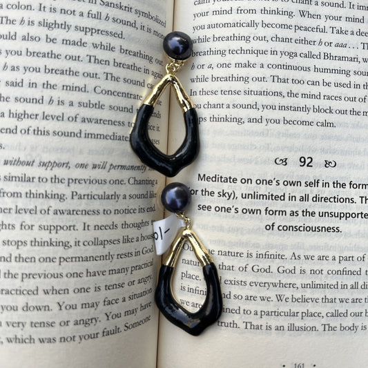 Black & Gold Teardrop Earrings