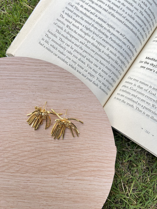 Gold Fringe Burst Stud Earrings