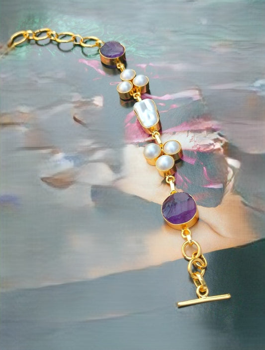 Twilight Amethyst & Pearl Bracelet