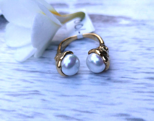 Dual Pearl Open Ring