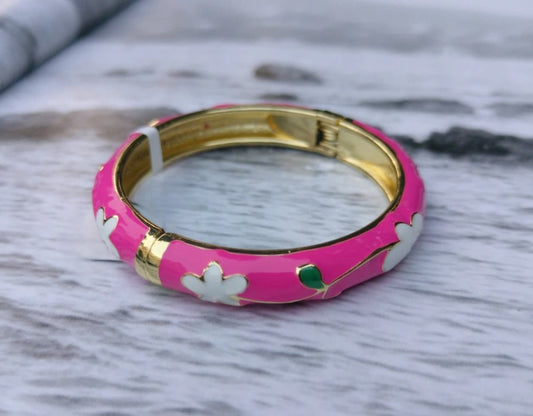 Gold & Pink Blossom bangle