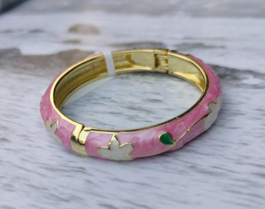 Pastel Pink Floral Hinge Bangle