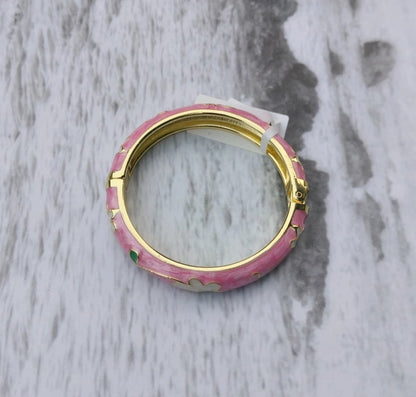 Pastel Pink Floral Hinge Bangle