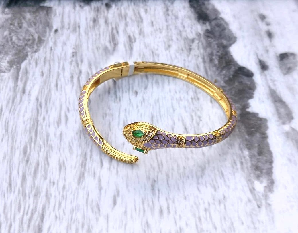 Gold & Lilac Snake cuff