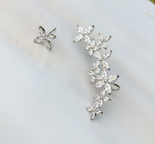 Crystal Floral Ear Climber & Stud Set