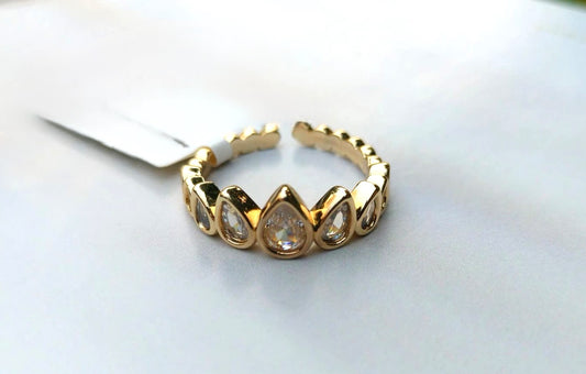 Gilded Crystal Marquise ring