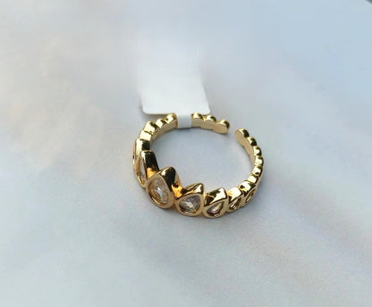 Gilded Crystal Marquise ring
