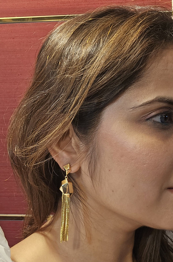 Golden Geometric Drop Earrings