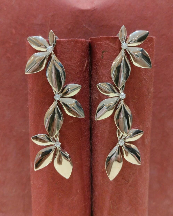 Silver Cascading Petal Earrings