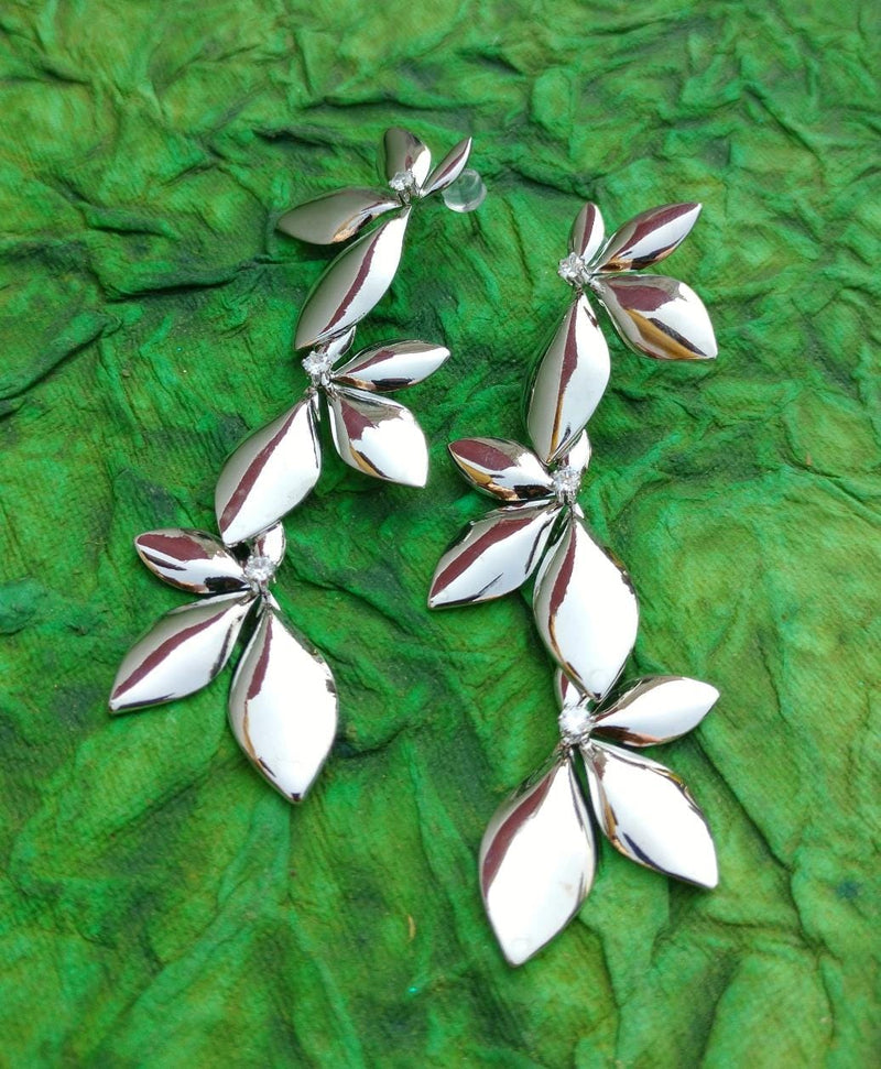 Silver Cascading Petal Earrings