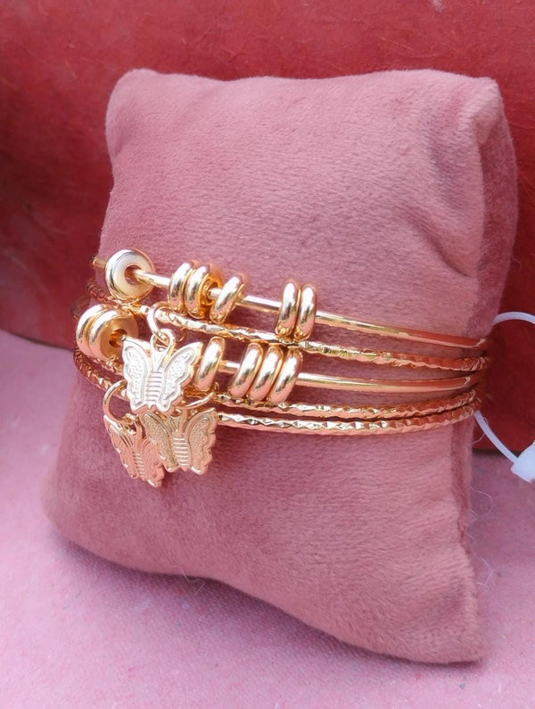 Golden Bangle Set with Butterfly Charms