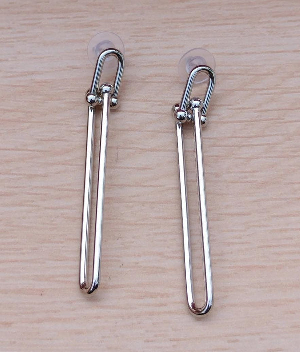 Silver Linear Drop Earrings