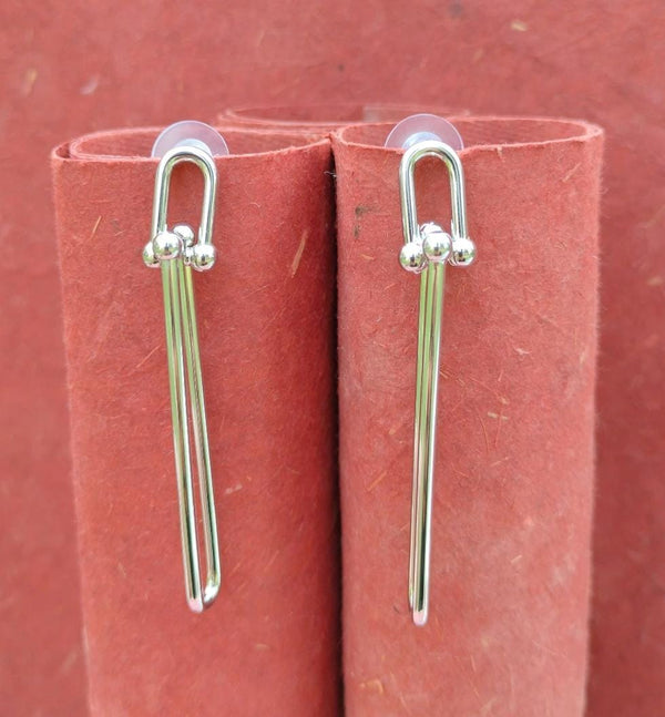 Silver Linear Drop Earrings