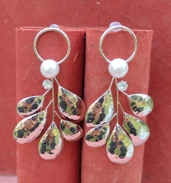 Silver Organic Drop Earrings