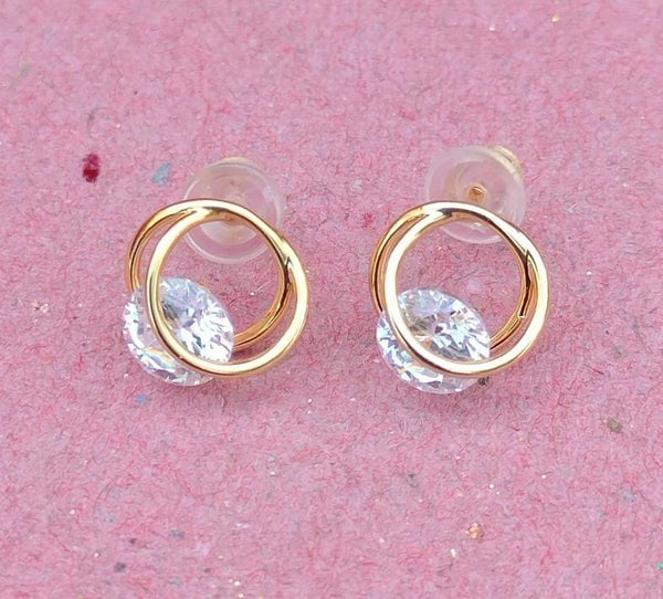 Halo Golden Stud Earrings