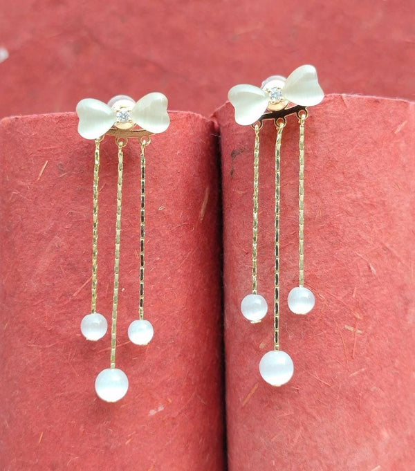 Bow & Pearl Drop Earrings