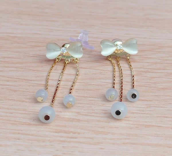 Bow & Pearl Drop Earrings