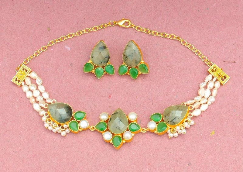 Tri-Color Gemstone Choker