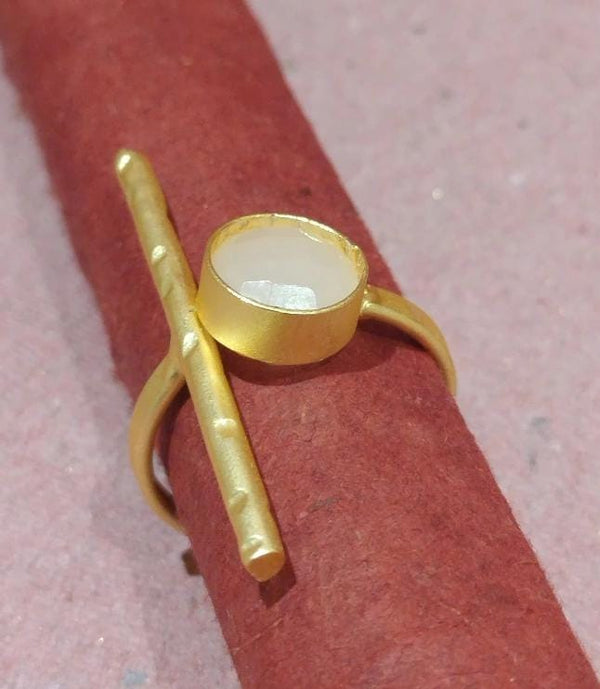 Minimalist Pink Moonstone Ring