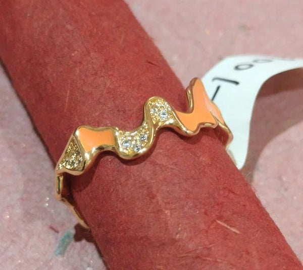 Ring with Orange Enamel Detail