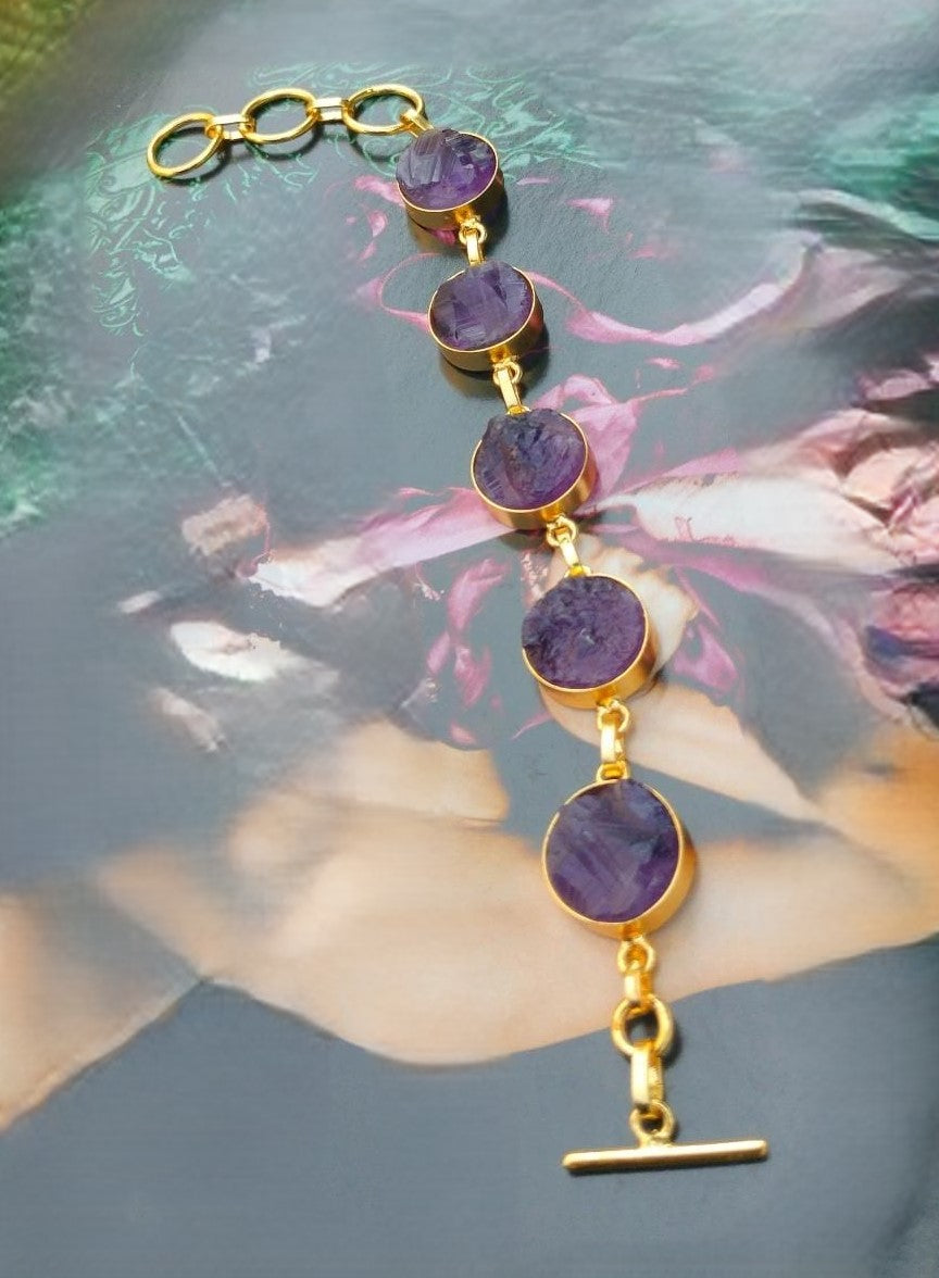 Violet Gemstone Chain Bracelet