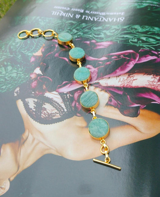 Amazonite Disc Link Bracelet