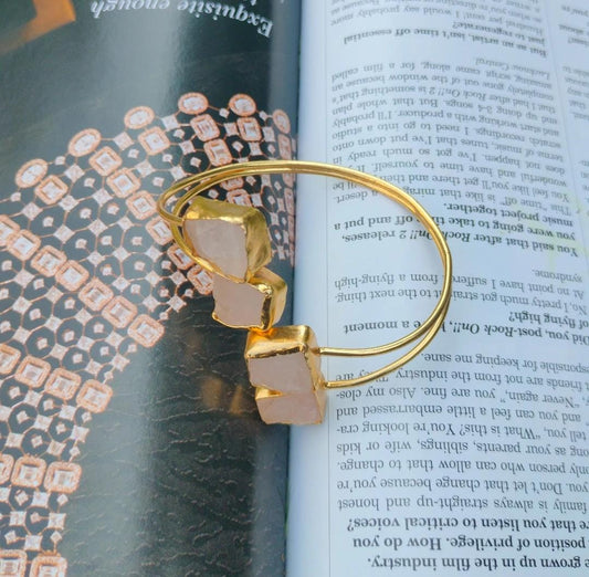 Natural Pink Quartz Cuff