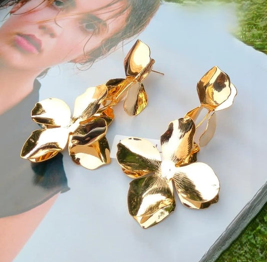 Ornate Gold Flower Earrings