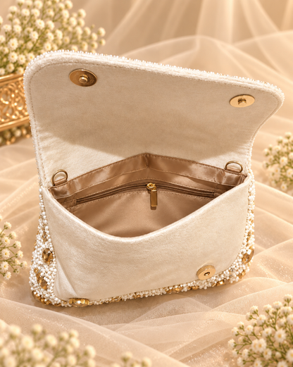Ivory Champagne Heart Bridal Clutch (Big)