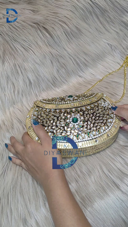 Midnight Mirror Kundan Clutch(big)