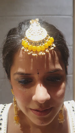 Traditional Indian Jhumka Earrings Yellow