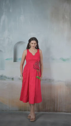 Radiant Raspberry Fit-and-Flare Dress