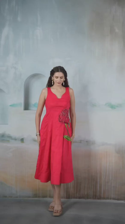 Radiant Raspberry Fit-and-Flare Dress