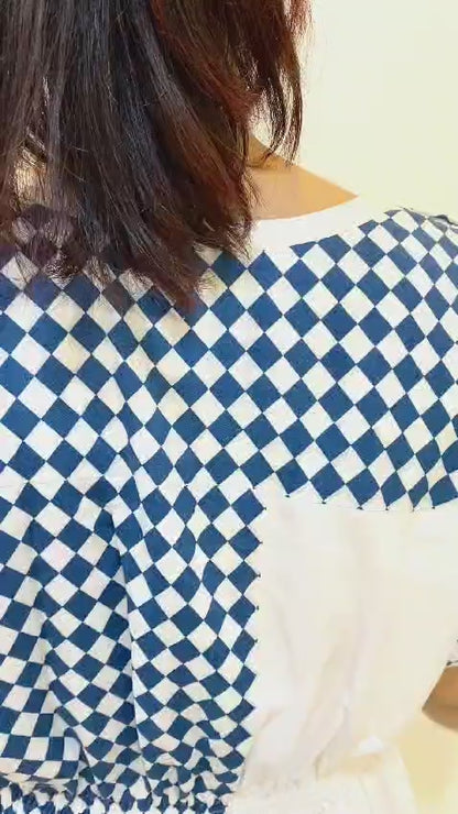 WHITE & TEAL GREEN SQUARE DRESS