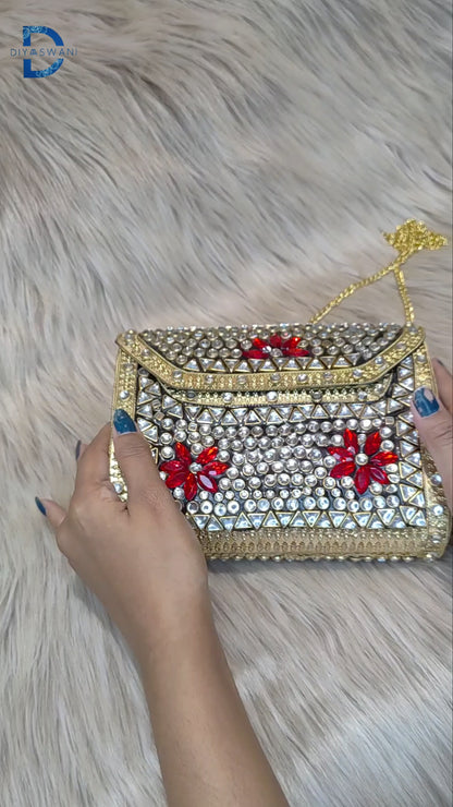 Scarlet Bloom Kundan Clutch(big)