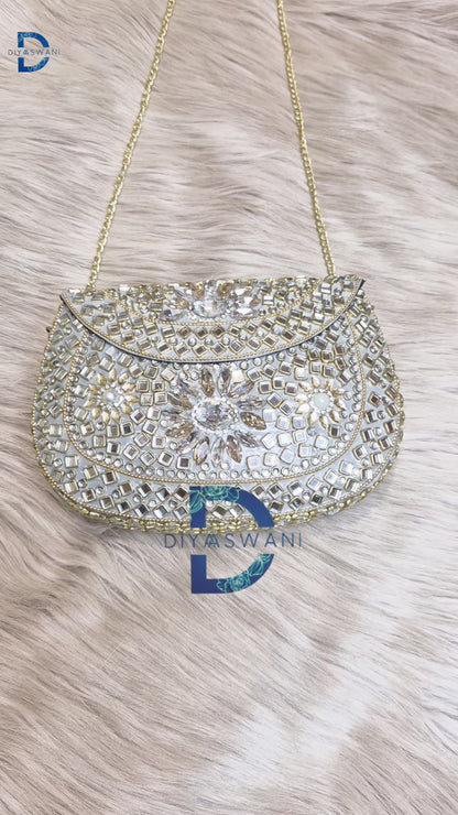Crystal Kundan Clutch - Big