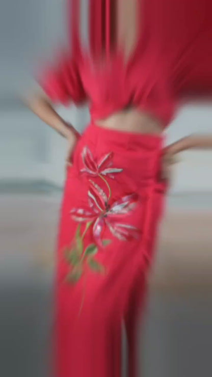 Red Floral Embroidered Set