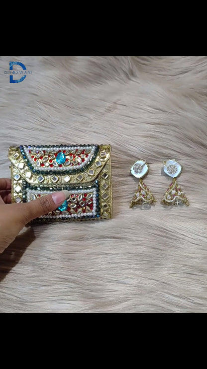 Royal Kundan Clutch & Festive Drop Earrings Set